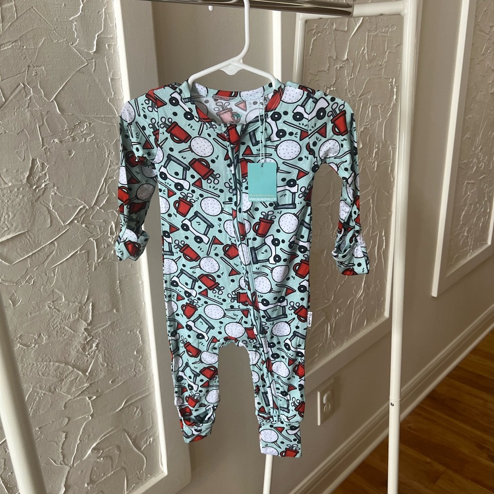 Red and Blue Footies One Piece with Long Sleeves